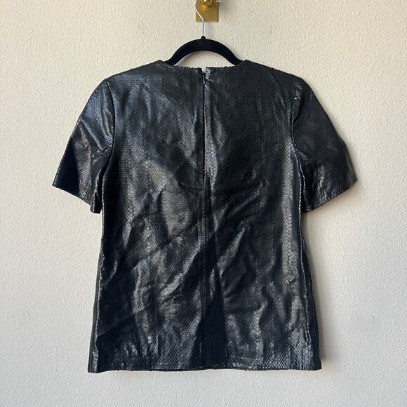 J Brand Black Snakeskin Embossed Genuine Lamb Leather Top Size XS - Picture 3 of 8